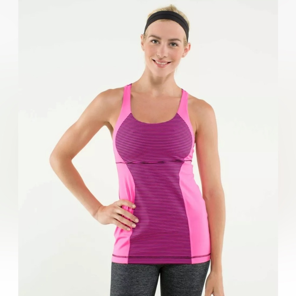 LULULEMON ENERGY TANK PINK STRIPE